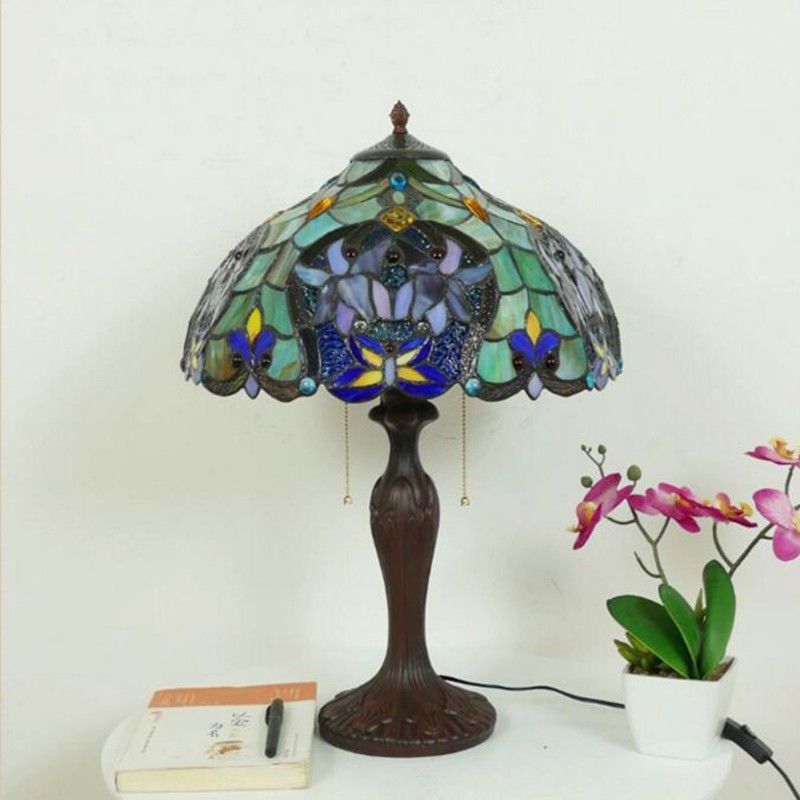 40CM Tiffany Table Lamp Flower Lampshade Bedroom Bedside Lamp(WH-TTB-36)