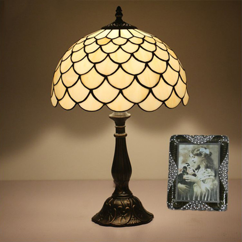 30CM Table Lamp Resin Base Leaves Lampshade Bedroom retro table lamp(WH-TTB-64)
