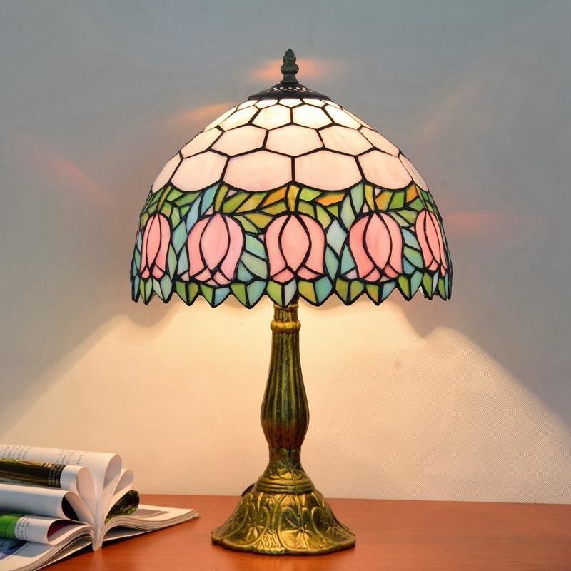 Tiffany Flower Lampshade Table Lamp Aolly Base Bedroom art deco lamp(WH-TTB-68)