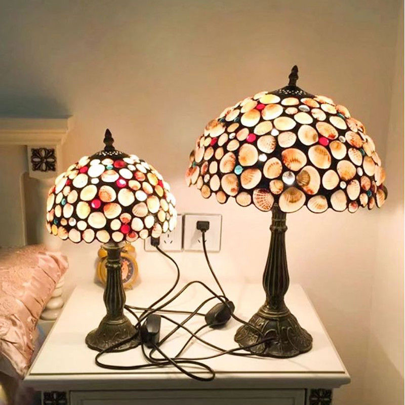 Tiffany Table Lamp Shell Handmade Decorative Lamp AC85-265V bed side table lamp(WH-TTB-72)