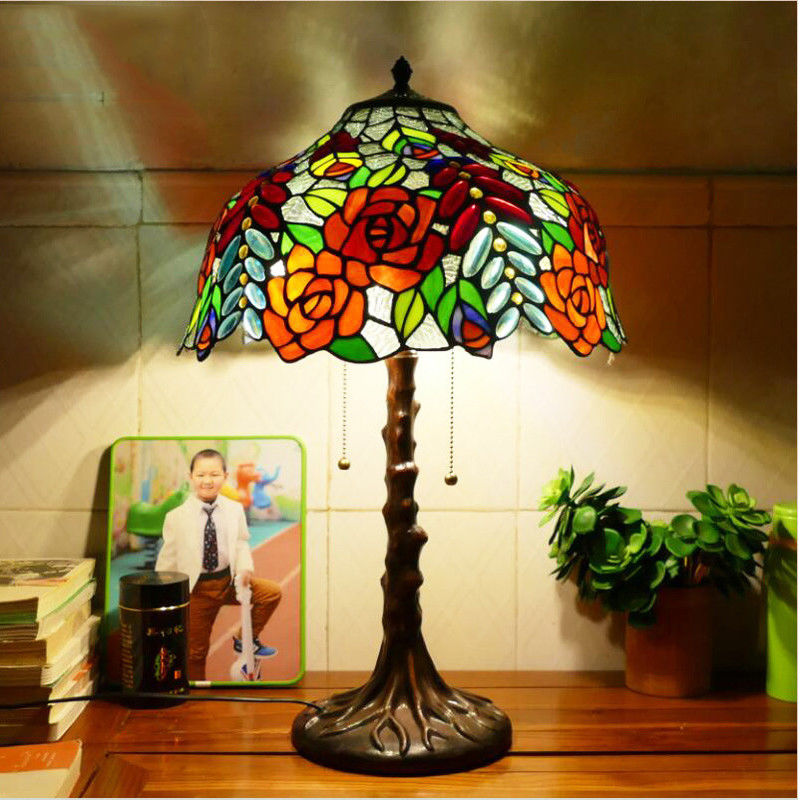 Tiffany Table Lamp European Retro Simple Bedroom glass table lamp(WH-TTB-84)