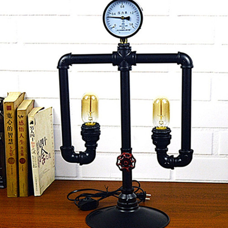 Industrial loft table light iron water pipe table lamp robot decoration steam edison table lamp(WH-VTB-30)