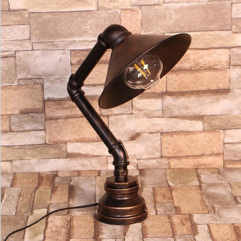 Industrial steam punk study light 110V 220V switching e27 table light water pipe iron desk table Lamp(WH-VTB-28)