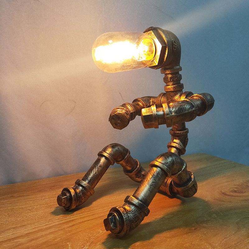 Vintage Table Lamps Retro Water Pipe Robot Desk Lamp Home Deco Industrial Lamp(WH-VTB-24)