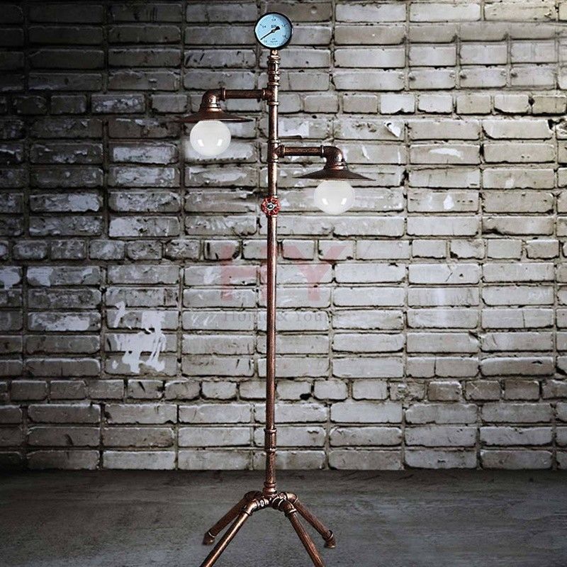 Vintage Fixture Water Pipe Floor Stand Lamp Edison Bulb standing lamp(WH-VFL-20)