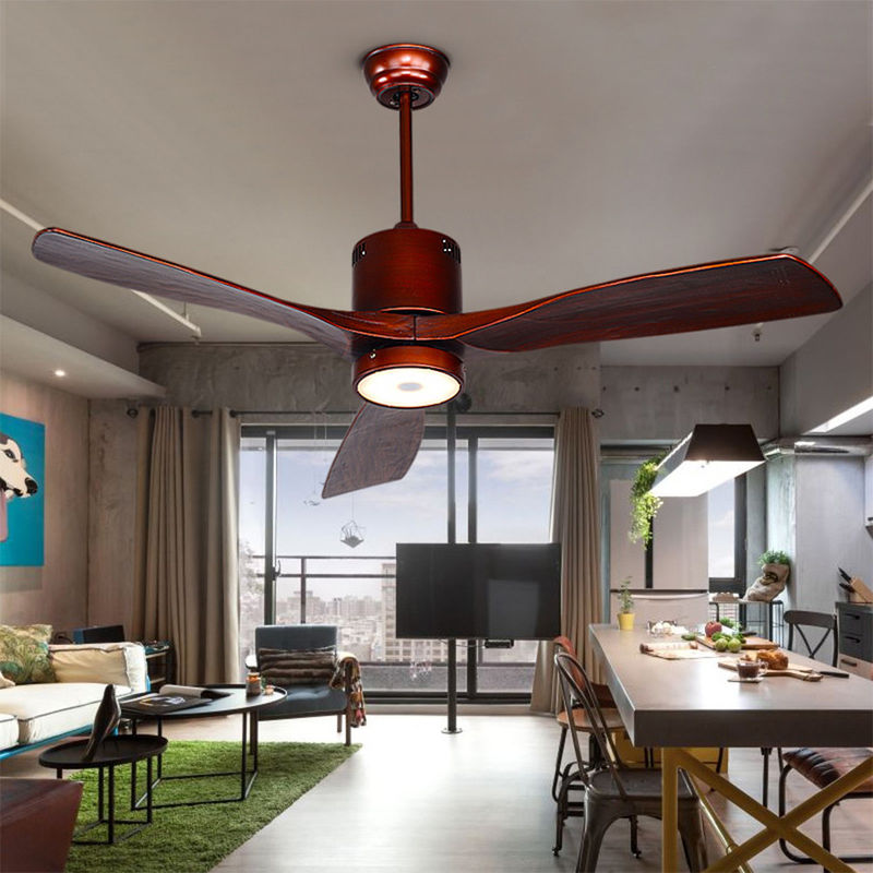 52 inch ceiling fan with light remote control European industrial Luxury minimalism 3 wooden ceiling fan lamp(WH-CLL-18)