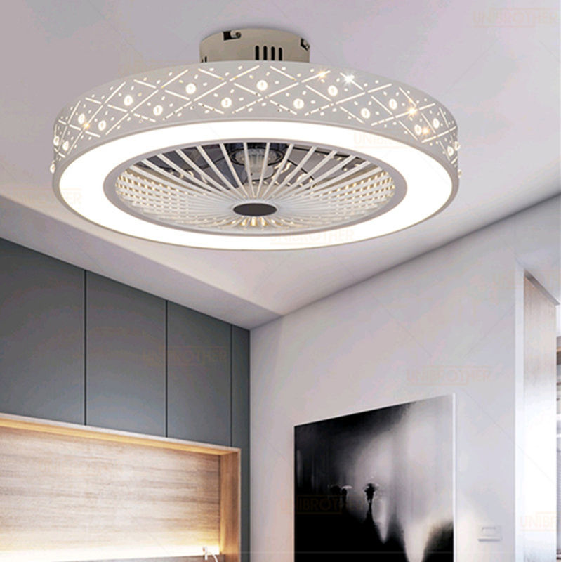 220V 55cm Smart Ceiling Fan Light with APP and Controller Control Fashion Round smart ceiling fan Light(WH-VLL-13)