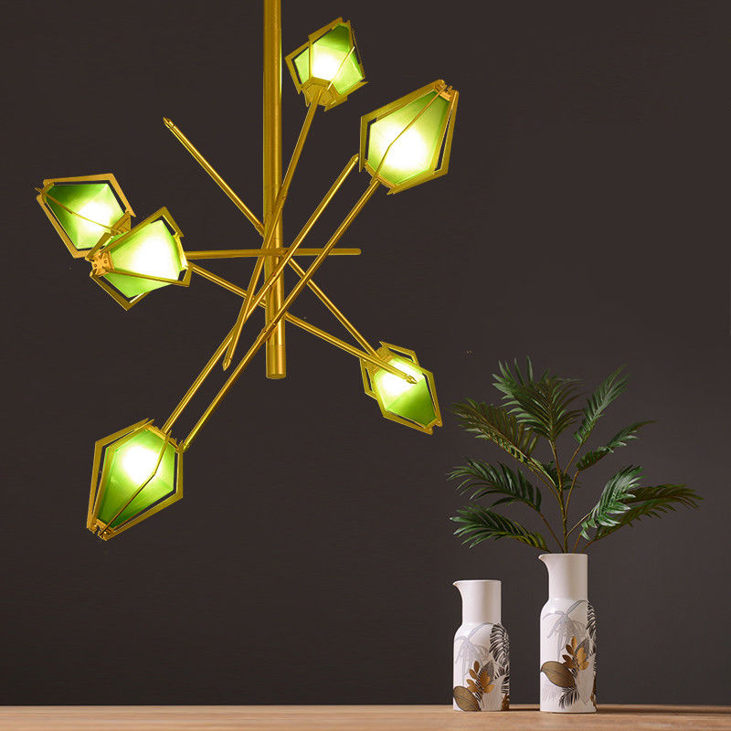 Modern LED Spiral Gold LED Pendant Light Lighting Green living room chandelier Harlow Small Chandelier(WH-MI-139)