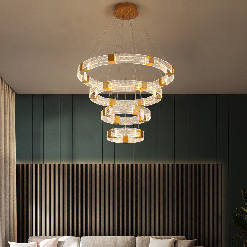 Luxury Chandelier Lights For Living Room Bedroom Kitchen Parallel Ring LED Chandelier(WH-MI-187)
