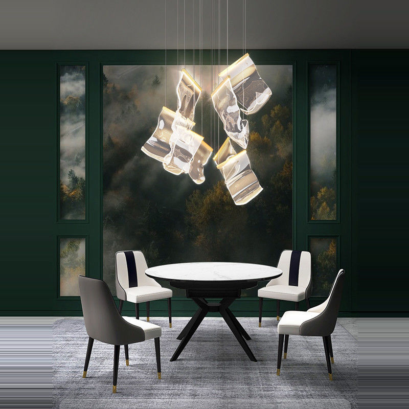 LED Postmodern Silver Love Paper Designer Stairs Staircase Chandelier Lighting Rinkle Suspended Lights(WH-MI-194)