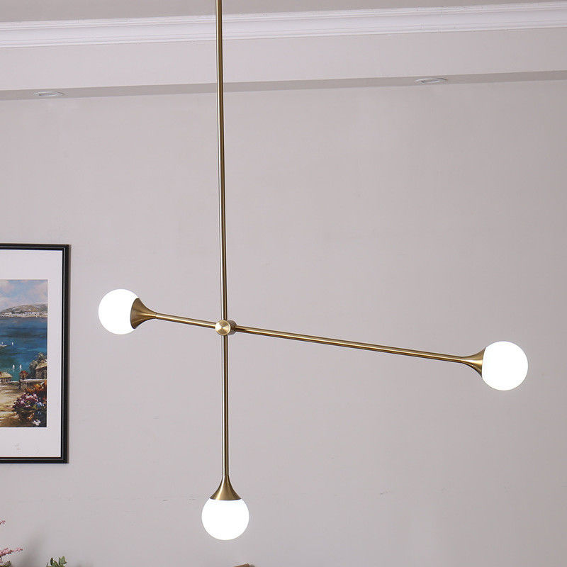Nordic gold chandelier Line Iron Lighting Glass Ball Lampshade lustre industrial Chandelier(WH-MI-235)
