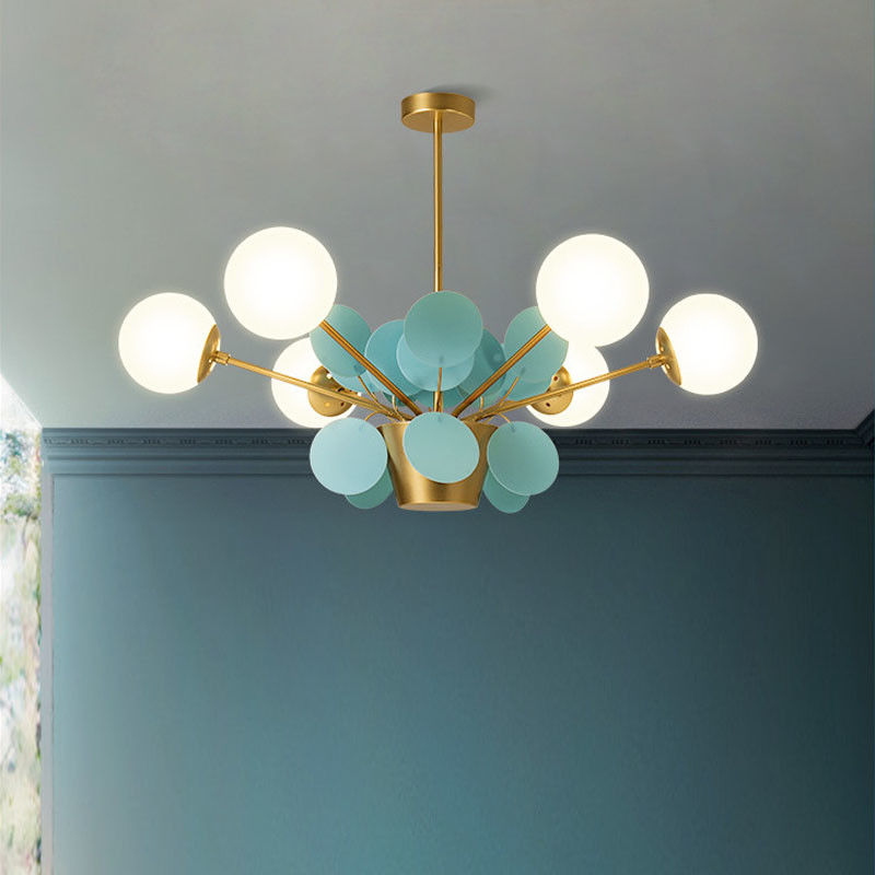 Nordic art chandelier Romantic Flower Design lustre metal Warmth Glass light Dinging lamp(WH-MI-263)