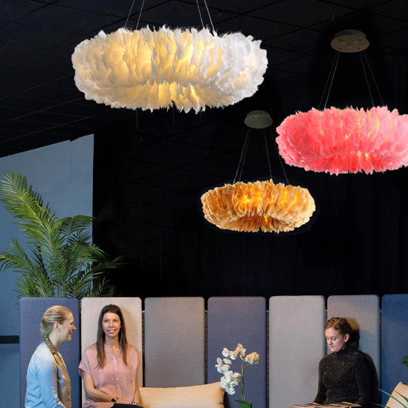 Feather Chandelier Lighting For Kids room lamp Bedroom staircase Restaurant ring chandelier(WH-MI-271)