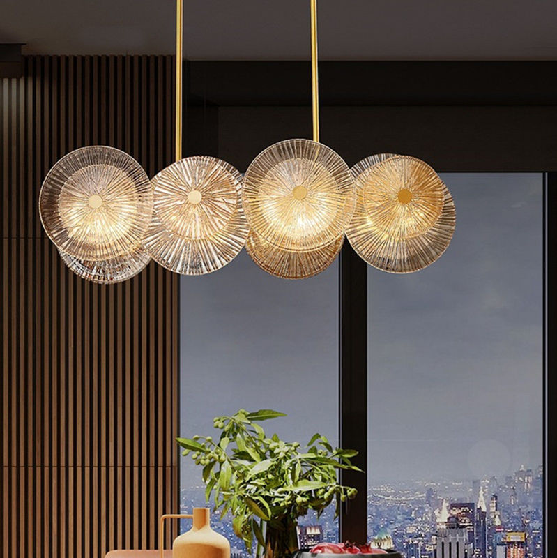 Post Modern Round Metal Led Pendant Lights Glass Lotus Leave Chandelier(WH-MI-308)