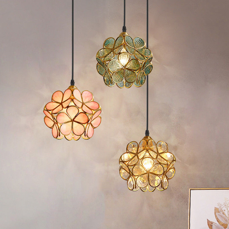 Nordic luxury pendant light warm bedroom pink lamp entrance hallway lamp children's room Glass Pendant Lights(WH-AP-163)