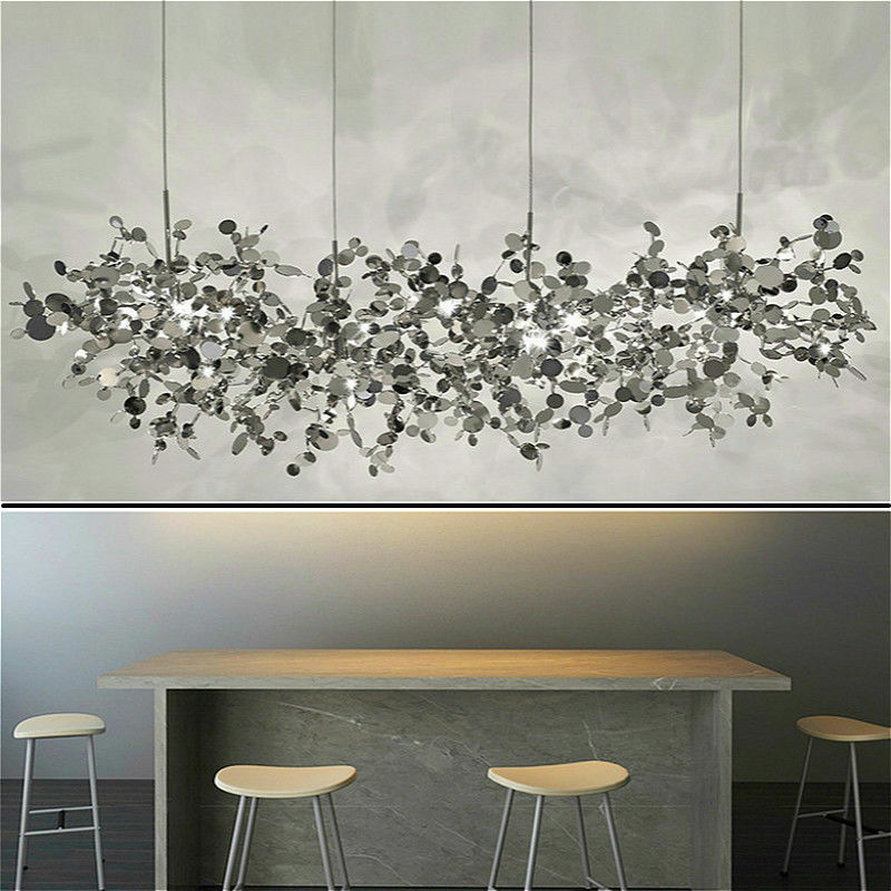 Nordic pendant lights design Personality Stainless Steel Chrome Leaf loft pendant light Argent Suspension Lamp(WH-AP-232