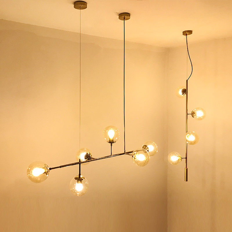 Modern Glass Ball Pendant Lights For Living Room Art Restaurant Black Home Orb Hanging Lamp(WH-AP-285)