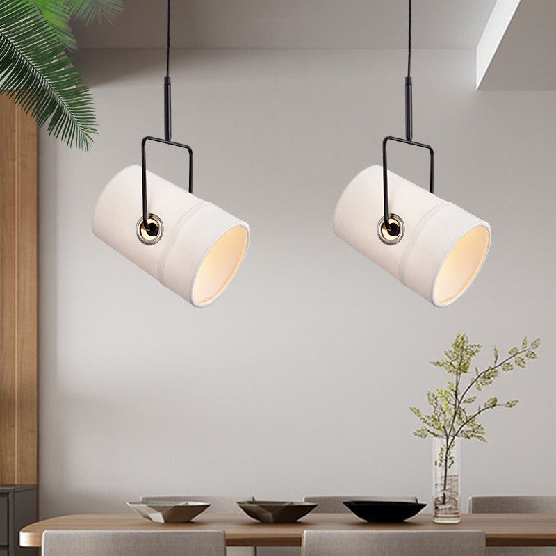 Nordic R7S Ivory Black Cloth Fabric Pendant Light Lamp Bedroom Fabric Hanging Light White Cloth Pendant Light(WH-AP-184)