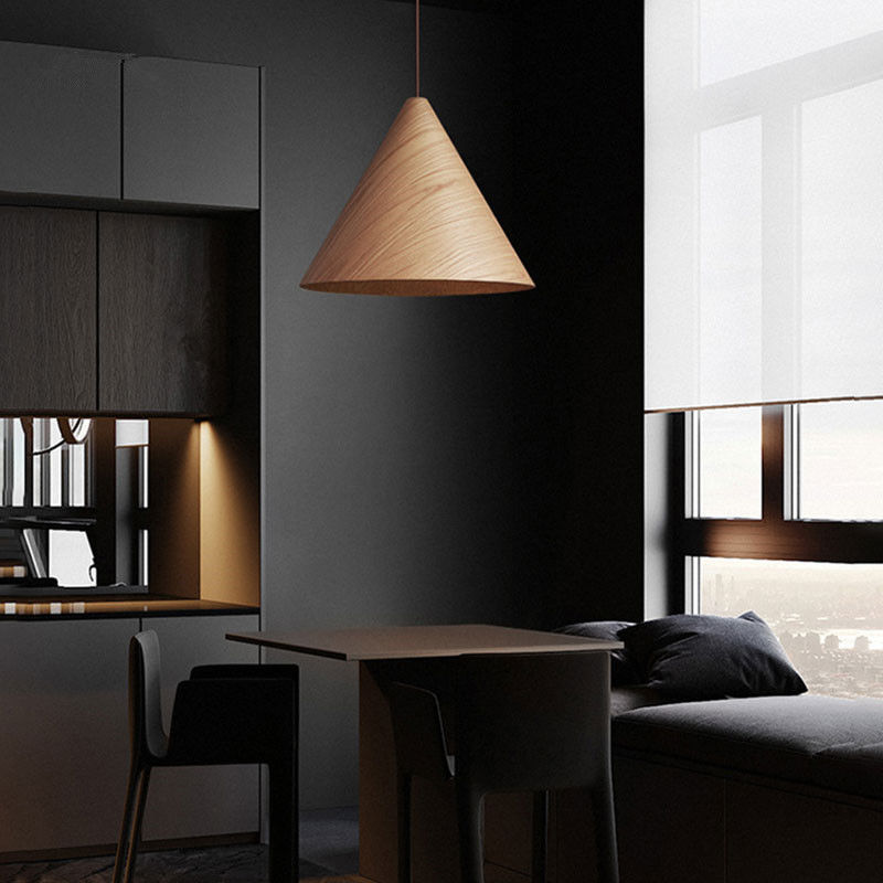 Modern Small Pendant Lights Loft For Hall Porch Nordic Kelsey Wooden Cone Pendant Lamp(WH-AP-292)