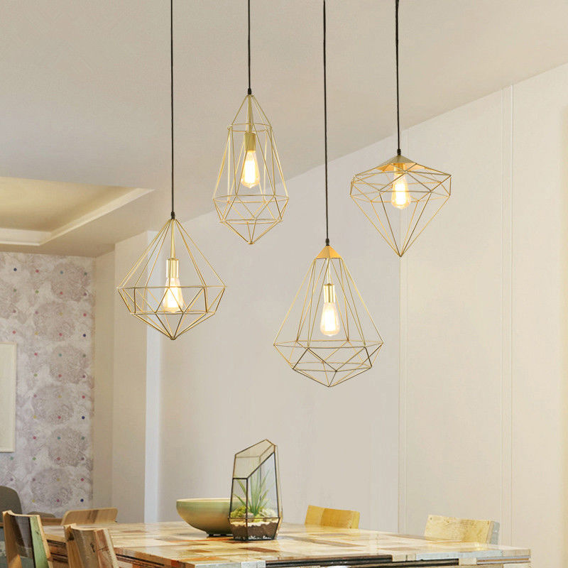 Modern Birdcage Pendant Lamp Creative restaurant Torkel Diamond Like Shaped Caged Pendant Light(WH-AP-311)