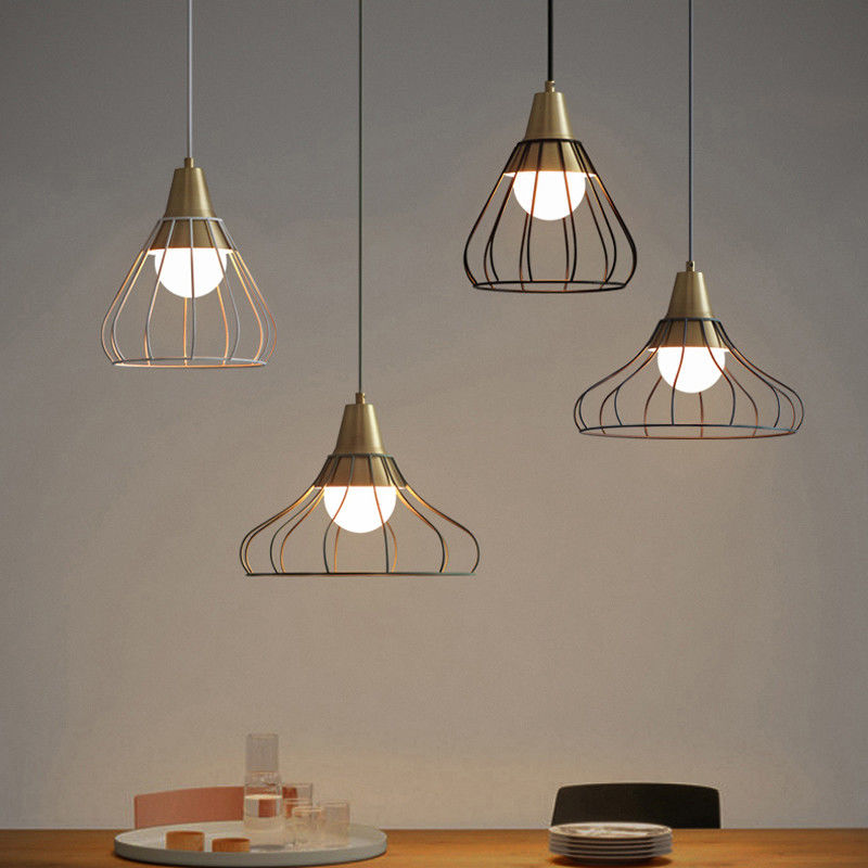 Nordic metal pendant light bar study stairs Svend Scandinavian Modern Chic Caged Pendant Lamp(WH-AP-312)