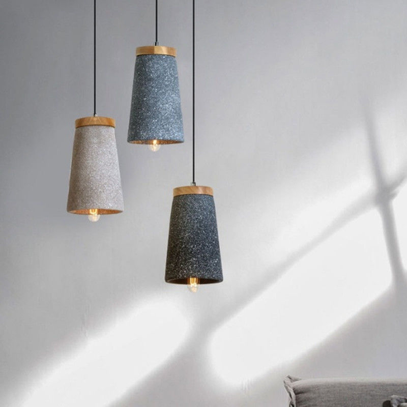 Creative cement Pendant Lights Maarten Unique Cement And Wooden Tall Dome Pendant Light(WH-AP-338)