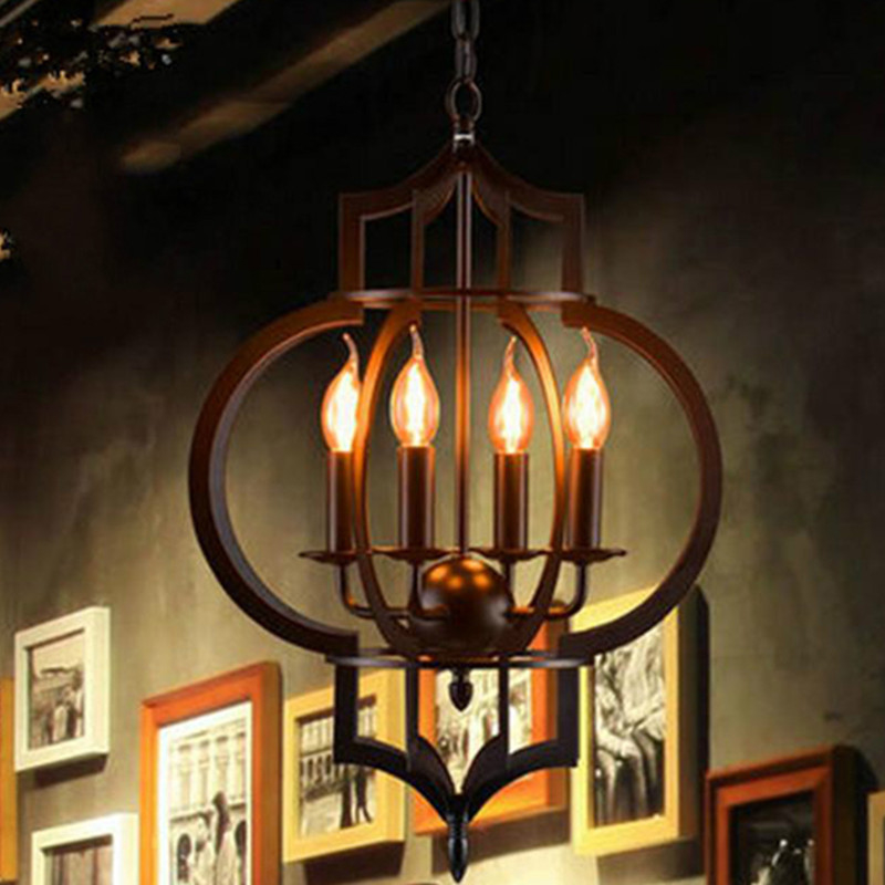 Creative Iron Pendant Lamp E14 American Decor Pendant Lamp Indoor Black Chandelier (WH-VP-114)