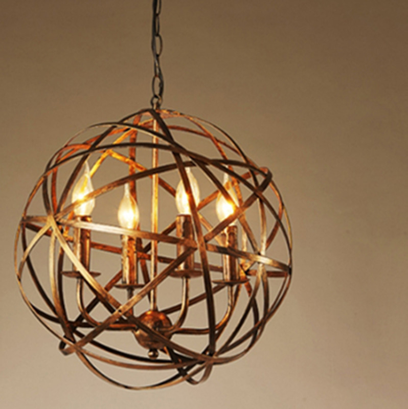 American Retro Industrial pendant light Iron Ball 4*E14 Bulb Loft Creative Home round pendant light(WH-VP-124)