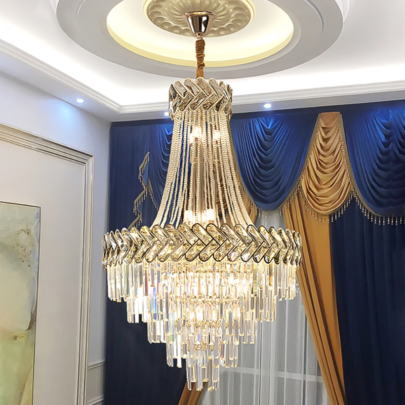 Modern Crystal Chandelier Lighting High Quality Staircase Gold Led Hanging Lamp(WH-CY-158)