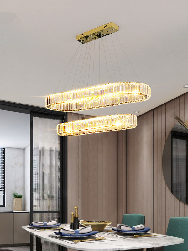 Gold kitchen chandelier for living room modern oval crystal chandelier(WH-CY-183)