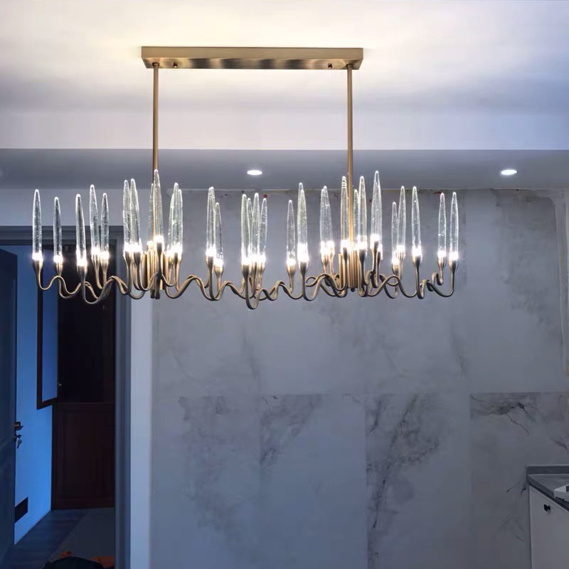 Rectangle Kitchen Chandelier for Living room Dining Room Luxury Crystal Candles ceiling hanging lights(WH-CY-188)