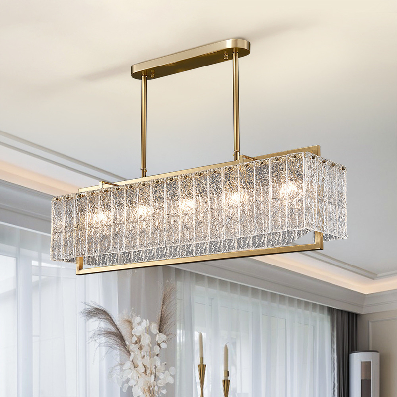 Luxury home decor lamp living room chandelier rectangle modern led crystal chandelier ceiling light(WH-CY-229)