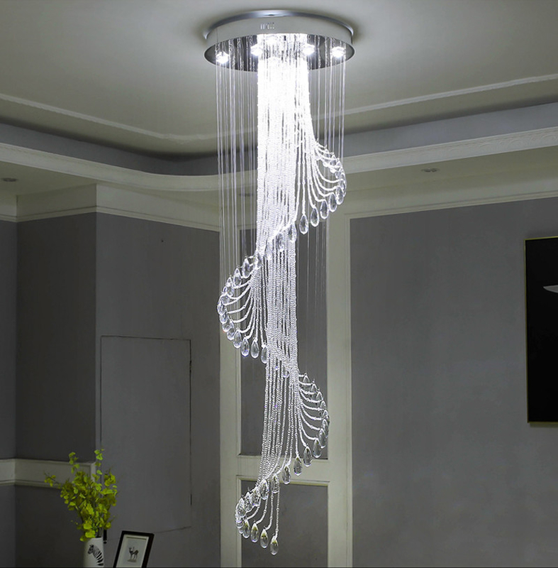 Crystal Room Lights Spiral K9 Crystal Staircase European Chandelier(WH-NC-21)