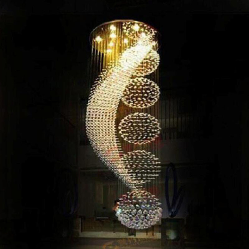 New modern spiral design K9 chandelier LED crystal lights large chandeliers(WH-NC-25)