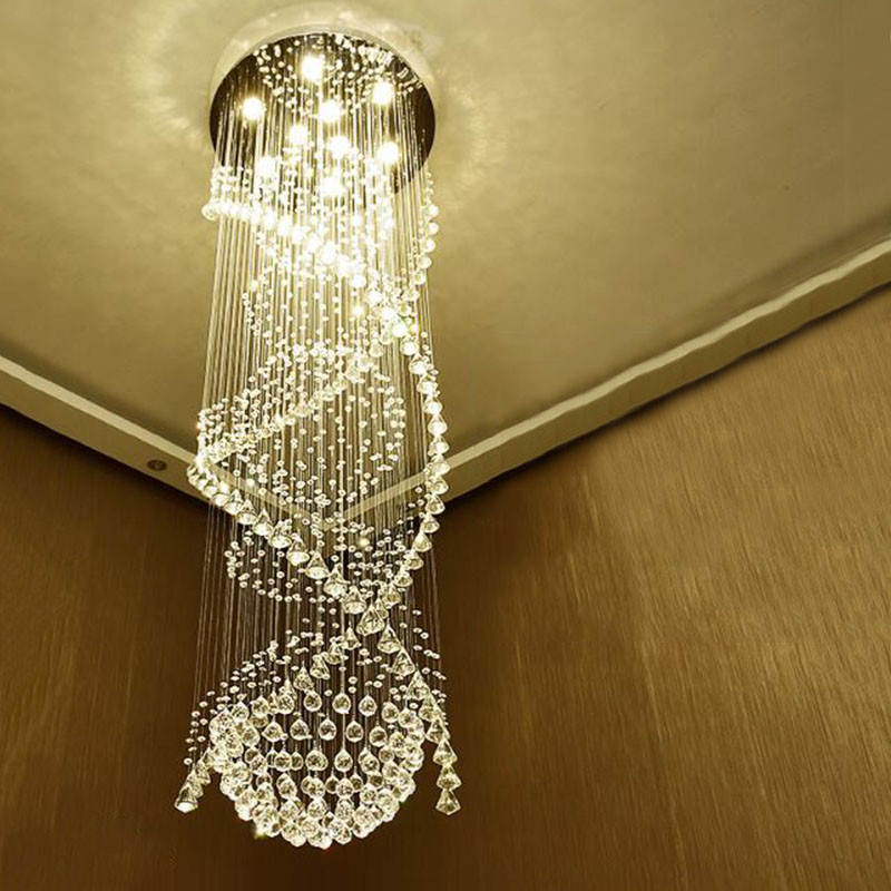 Modern Double Spiral Crystal Chandelier huge pendent light(WH-NC-40)