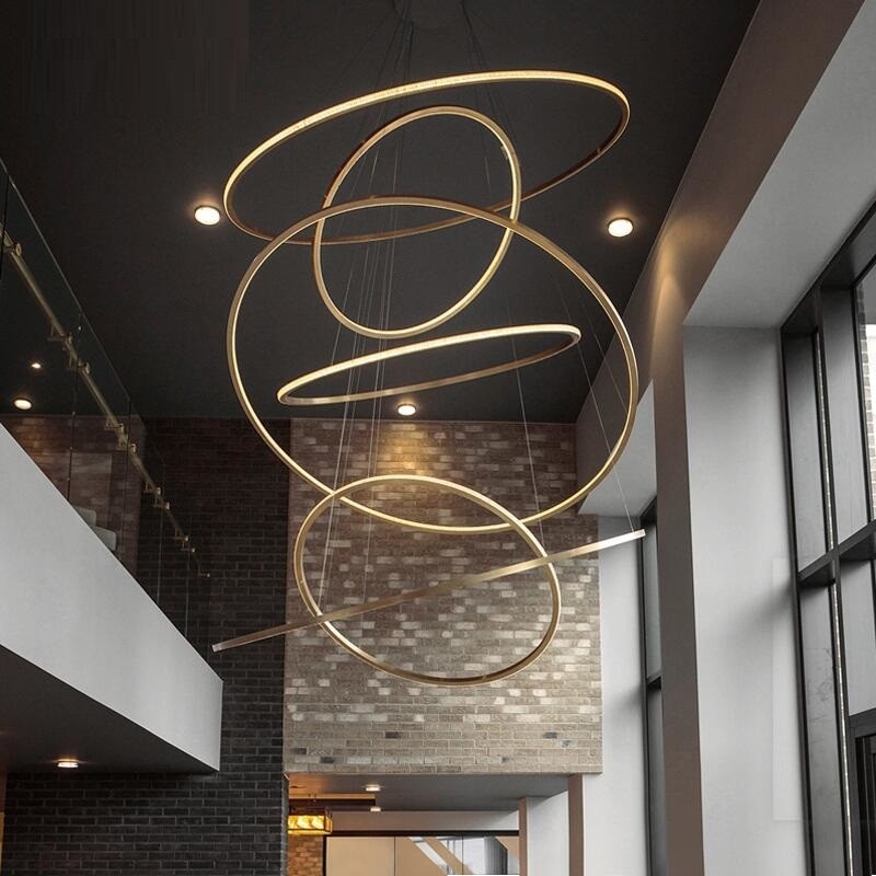 Stairwell staircase large chandelier circular ring pendant light(WH-NC-71)