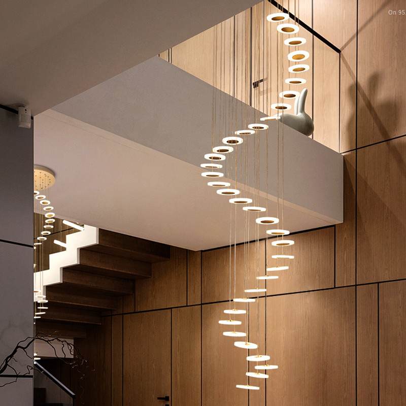 Modern minimalist staircase long LED hanging Chandelier Lighting (WH-NC-73)