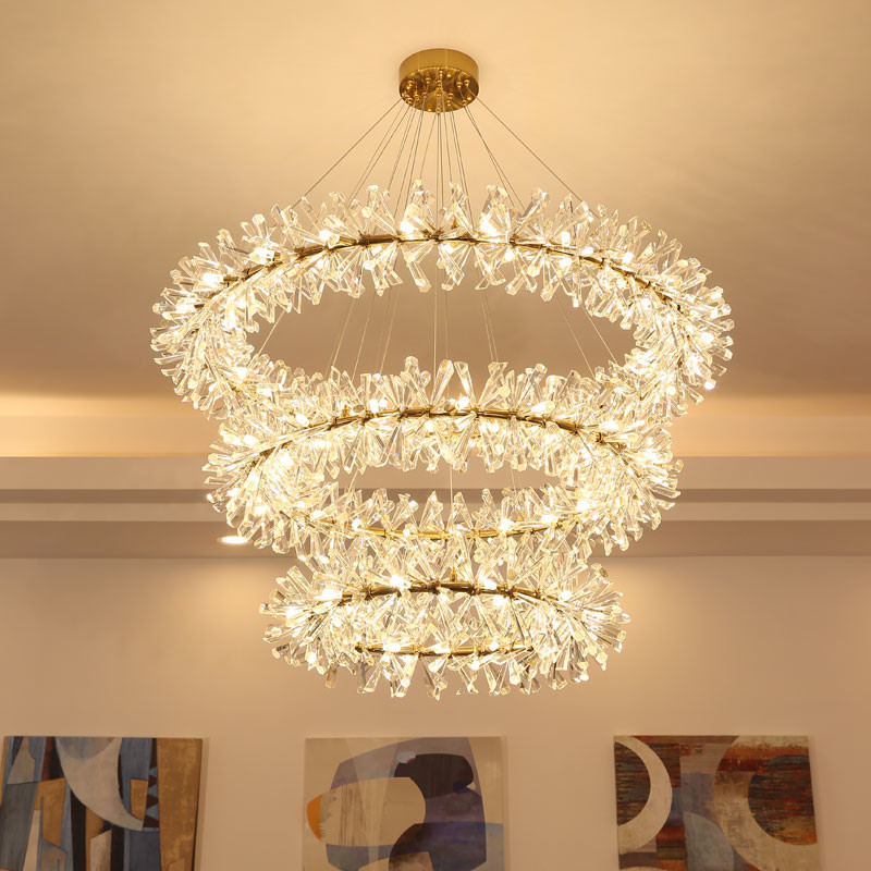 Modern LED Luxury Crystal Chandelier Rings Flower Crystal Chandelier(WH-NC-82）