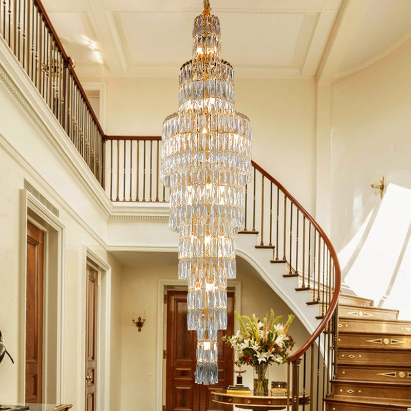 Luxury k9 crystal chandelier long staircase lamp living room lamp(WH-NC-89)