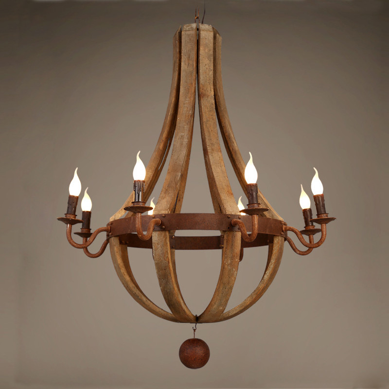 Vintage Wood Chandelier Farmhouse America Pendant Chandeliers Lighting(WH-CI-109)