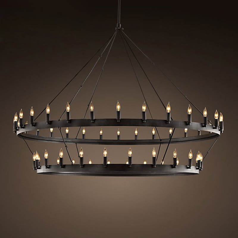 Wrought iron Chandelier art retro industrial Black LOFT restaurant bar clothing candle Chandelier(WH-CI-116)