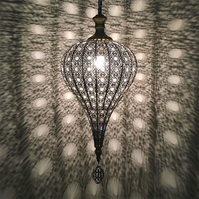 Metal Hollow Hanging Light Morocco Exotic Pendant Light for Turkish Southeast Asia Cloth Shop Light(WH-DC-20)