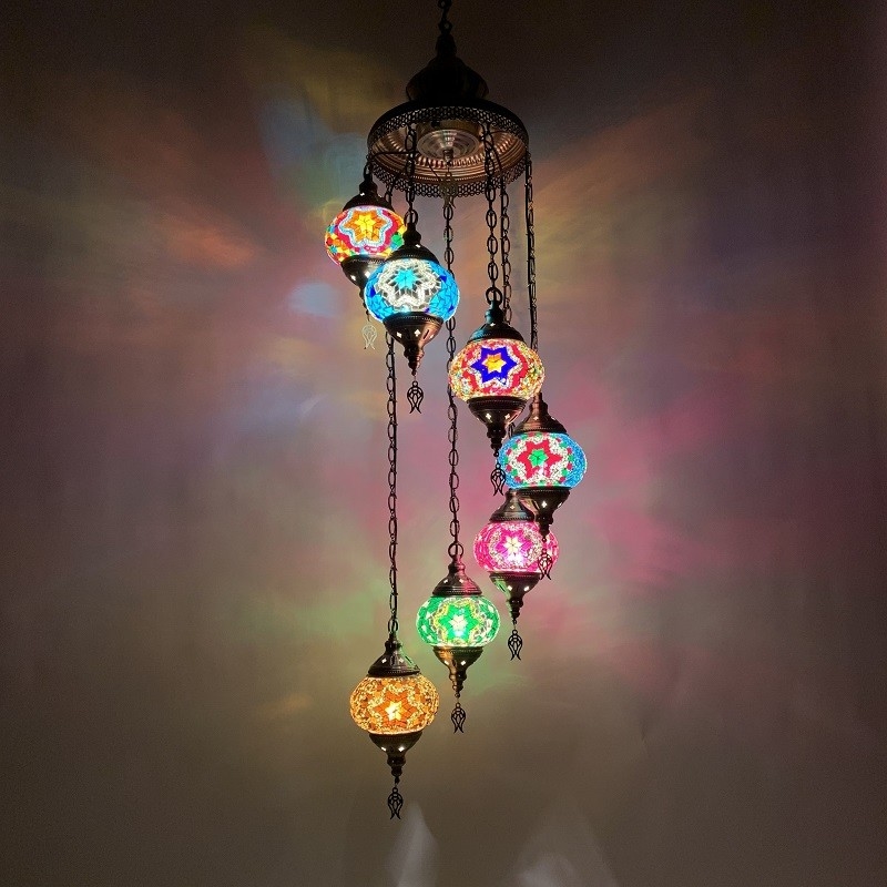 Long staircase chandelier turkish Glass handmade lampshade pendant light(WH-DC-31)