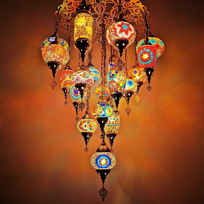 Moroccan Turkish Style Retro Vintage Pendant Light E27 Base Mediterranean Large Chandelier(WH-DC-35)