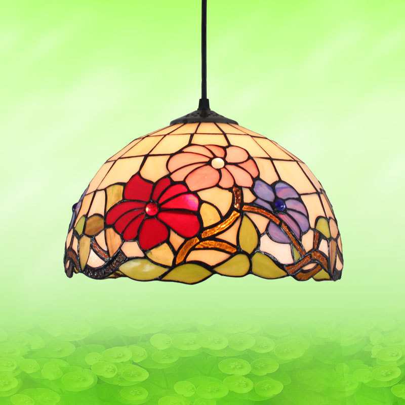 Mediterranean Tiffany Stained Glass Pendant Lights Vintage Hanging Lamp（WH-TF-22)
