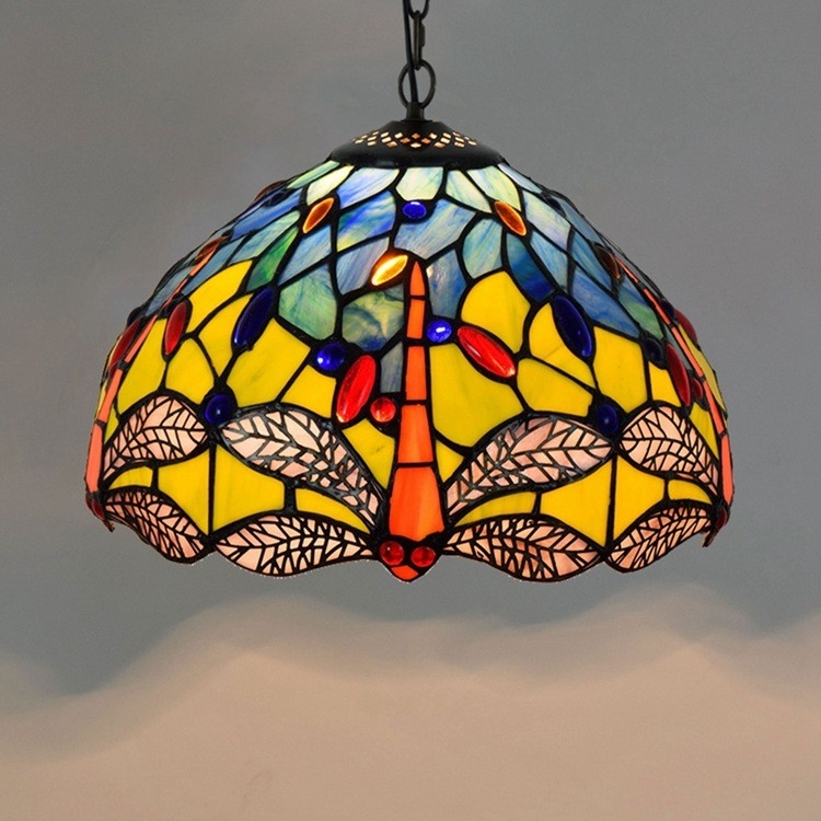 30CM Goldfish Table Big Droplight Tiffany Retro Living Room Glass Lighting（WH-TF-45）