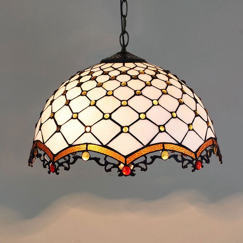 European retro creative Tiffany stained glass restaurant bedroom single glass pendant lighting(WH-TF-51)