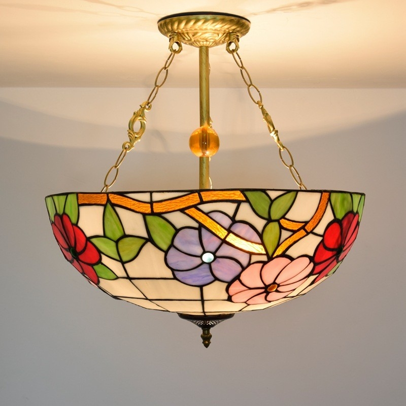 Morocco style square ceiling lamp half children Tiffany bedroom study kitchen lighting fixture(WH-TF-53)