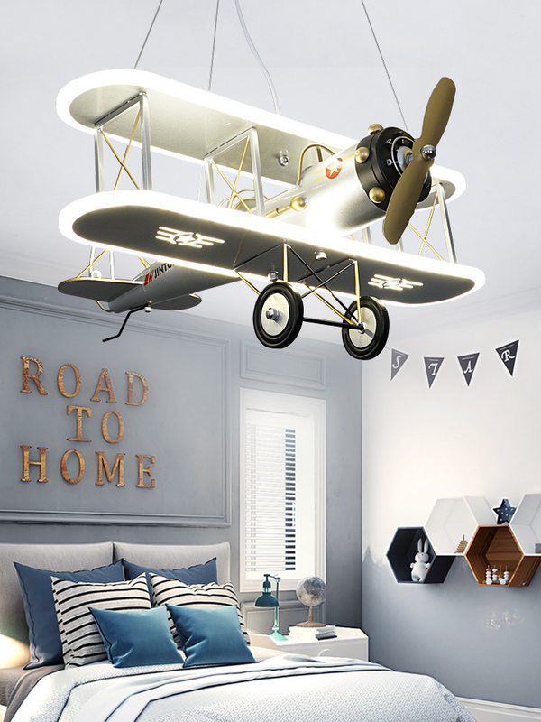 Creative Led Children's Aircraft Lamp Boy Bedroom Room Lamp Modern Personality Fashion Simple Cartoon Chandelier(WH-MA-1