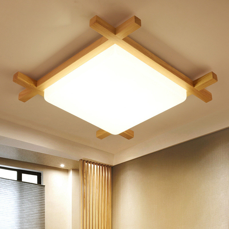 Nordic LED Wooden Ceiling Lights In Square japanese lamp(WH-WA-16)